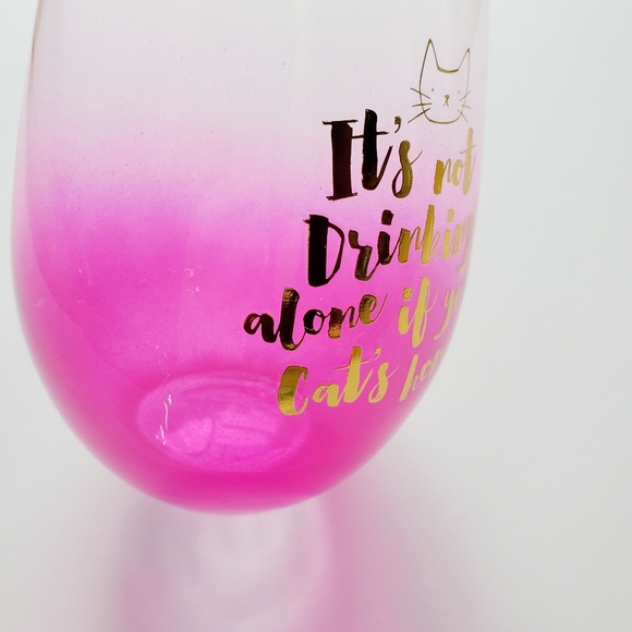 Slant Collections | 18oz Pink Ombré Gold Stemless Wine Glass: Not Drinking Alone - Picture 9 of 12